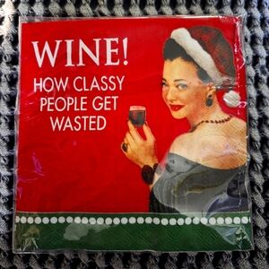 20 Beverage Napkins WINE! HOW CLASSY PEOPLE GET WASTED Made In Germany
